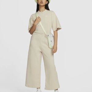 Size M Nike SPORTSWEAR WOMEM'S JERSEY WIDE LEGS JUMPSUIT, TAN.